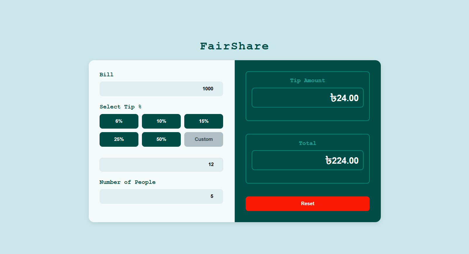 FairShare Bill Splitter